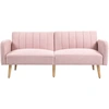 Image de HOMCOM Canapé Convertible 2 Places Design scandinave Dossier inclinable 3 Positions Pieds Bois Tissu Aspect Lin Rose
