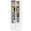 Image de HOMCOM Meuble de rangement moderne avec placard à portes vitrées, étagères réglables et 2 tiroirs, 59 x 30 x 164 cm, blanc