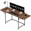 Image de HOMCOM Bureau pliant table d'ordinateur 2 rabats pliables pour 2 écrans, pour chambre, petits espaces, 170 x 58 x 78 cm noyer
