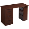 Image de HOMCOM Bureau d'ordinateur réversible, table informatique avec 3 tiroirs et 3 étagères ouvertes, 120 x 49 x 72 cm, noyer
