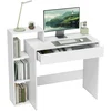 Image de HOMCOM Bureau avec rangement, bureau d'ordinateur avec 3 étagères de rangement et tiroir, 100 x 40 x 90 cm, blanc
