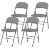 Image de HOMCOM Lot de 4 chaises pliantes et portables intérieur avec assises et dossiers rembourrés en velours, cadre en acier, gris clair