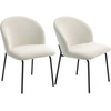 Image de HOMCOM Lot de 2 chaises de salle à manger en velours côtelé, chaises de cuisine avec pieds en acier, 56x58x78cm, crème