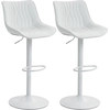 Image de HOMCOM Lot de 2 tabourets de bar, chaises de bar structure en acier hauteur réglable 92-110 cm, dossier repose-pieds blanc