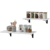 Image de HOMCOM Lot de 2 tables pliantes murales, table murale rabattable en bois, pour cuisine, salle à manger, bureau, blanc brillant