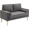 Image de HOMCOM Canapé 2 places banquette moderne en velours 127 cm avec coussins épais, 2 oreillers et assise capitonnée, gris