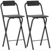 Image de HOMCOM Lot de 2 tabourets de bar pliables avec dossier et repose-pieds, cadre en acier, 87 cm de haut, noir