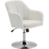 Image de HOMCOM Fauteuil de salon, chaise pivotant à hauteur réglable, fonction de bascule, coussin rembourré, 61 x 64 x 80-92 cm, blanc