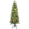 Image de HOMCOM Sapin de Noël artificiel 150 cm, arbre de Noël slim avec 150 lumières 8 modes d'éclairage 431 branches articulées, vert