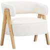 Image de HOMCOM Fauteuil de salon en tissu bouclette, chaise rembourrée, assise large, dossier ergonomique, 70 x 64 x 71 cm, blanc