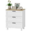 Image de HOMCOM Commode 3 tiroirs meuble de rangement style moderne pieds en bois massif et plateau effet bois, 60 x 38 x 71 cm, blanc