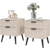 Image de HOMCOM Lot de 2 tables de chevet table de nuit style nordique moderne avec tiroir à deux niveaux 40 x 40 x 50 cm chêne