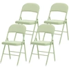 Image de HOMCOM Lot de 4 chaises pliantes et portables intérieur avec assises et dossiers rembourrés en velours, cadre en acier, vert