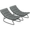 Image de Outsunny Lot de 2 fauteuils à bascule extérieur avec coussins épais, siège tissu textilène respirant et cadre en acier, gris
