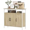 Image de HOMCOM Buffet, meuble de rangement avec 3 portes, compartiment ouvert et 4 étagères réglables, 100 x 35 x 88 cm, bois naturel