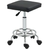 Image de HOMCOM Tabouret à roulettes carré avec hauteur réglable 50-66 cm et repose-pieds, pour massage, tatouage, clinique, spa, noir