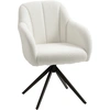 Image de HOMCOM Fauteuil de salon pivotant capitonné grand confort piètement en acier et tissu effet polaire teddy blanc