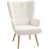 Image de HOMCOM Fauteuil de salon en tissu bouclette, fauteuil capitonné et rembourré avec pieds en bois, 71 x 74 x 96 cm, beige