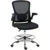 Image de HOMCOM Fauteuil de bureau ergonomique, régalable, modulable, bureau, confort bureau en acier, polyester noir incl. avec repose-pieds Aosom France