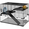 Image de PawHut Cage hamster cage rongeur 3 niveaux avec roue rampes maisonnette abreuvoir mangeoire 76,5L x 48,5l x 54,5H cm noir