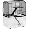 Image de PawHut Cage hamster cage rongeur 3 étages avec roulettes plate-forme et échelle en fil d'acier 57 x 43 x 74 cm noir