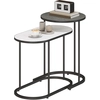 Image de HOMCOM Lot de 2 tables basses gigognes, tables d'appoint empilable style contemporain, cadre en métal gris et blanc