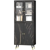 Image de HOMCOM Bibliothèque, étagère à 6 niveaux, meuble de rangement 6 étagères ouvertes porte vitrée et placard 70 x 35 x 170 cm noir