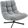 Image de HOMCOM Fauteuil salon sans accoudoirs, chaise pivotante en tissu chenille imperméable, assise large, 75 x 95 x 90 cm, gris
