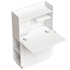 Image de HOMCOM Bureau d'ordinateur pliant, bureau informatique avec plateau rabattable, étagères et placard, 80x30x128cm, blanc