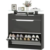 Image de HOMCOM Armoire à Chaussures, 2 Tiroirs Rabattables, 1 Tiroir Coulissant, 1 Comptoir, 89x23x96cm, Noir