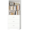 Image de HOMCOM Bibliothèque à 6 niveaux, meuble de rangement avec 3 tiroirs et 3 étagères ouvertes, 79 x 39,5 x 182,2 cm, blanc