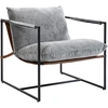 Image de HOMCOM Fauteuil salon, fauteuil d'appoint rembourré en velours imprimé, large assise et structure en acier, 77x91x80cm, gris