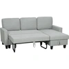 Image de HOMCOM Canapé d'angle convertible réversible, canapé-lit 3 places, méridienne, coffre de rangement, 197lx129x 85cm, gris clair