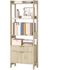 Image de HOMCOM Bibliothèque haute, meuble de rangement avec 4 étagères ouvertes et 2 tiroirs cannelés, 60 x 30 x 160 cm, bois naturel