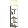 Image de HOMCOM Lampadaire avec étagères, lampadaire sur pied de salon dimmable, télécommande, 40 x 29 x 171 cm, brun rustique