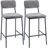 Image de HOMCOM Lot de 2 tabourets de bar en tissu chenille, chaises de bar rembourrées, assise large, dossier haut, 45,5x48x101cm, gris
