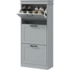 Image de HOMCOM Meuble à chaussures, armoire à chaussures 3 portes abattants 15 paires, étagères réglables, 54 x 24 x 117,5 cm, gris