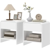 Image de HOMCOM Lot de 2 tables de chevet, table d'appoint moderne avec compartiment ouvert et tiroir, 40 x 35 x 45 cm, blanc