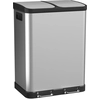 Image de HOMCOM Poubelle de cuisine à double compartiment 2 x 30L avec pédale en acier inoxydable, couvercle à fermeture douce, argent