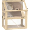 Image de PawHut Cage Hamster Rongeur à 3 Niveaux, Fond Amovible, Cabane, Balançoire, 60x40x75cm, Finition Bois Naturel