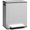 Image de HOMCOM Poubelle de cuisine 2 compartiments de 2 x 25L, acier inoxydable, couvercle à fermeture douce, 47,7x37,5x56cm, argent