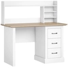 Image de HOMCOM Bureau Informatique avec 3 Tiroirs, 120x55cm, Bureau avec Rangement, Étagères Ouvertes et Large Plateau, Chêne et Blanc