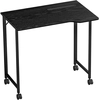 Image de HOMCOM Bureau Pliable 80 x 52 cm, Bureau Ordinateur sur Roulettes avec Fente d'Appareil, Montage Facile, Noir