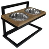 Image de Porte gamelles réglable en bois sur pied
