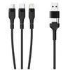 Image de 3 en 2 Lightning Micro-USB USB Type C 1 m tressé Noir