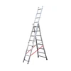 Image de Echelle transformable base évasée 3 plans 3x8 échelons 4,8m/5,7m en alu Hailo Premium