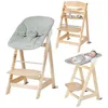 Image de Chaise haute évolutive 2-en-1 - ROBA - BORN UP - Transat inclinable vert givré 'Roba Style' inclus - Bois naturel