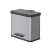 Image de Poubelle de tri sélectif 2 bacs à pédale 25L (17+9) Hailo Öko Duo Plus L Coloris - Argent