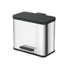 Image de Poubelle de tri sélectif 3 bacs à pédale 30L (9+9+9) Hailo Öko Trio Plus L Coloris - Inox