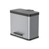 Image de Poubelle de tri sélectif 3 bacs à pédale 30L (9+9+9) Hailo Öko Trio Plus L Coloris - Argent